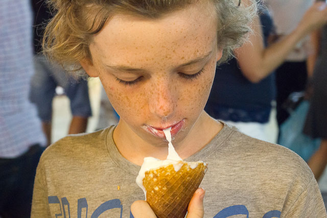 Turkish food: eating dondurma, or stretchy Turkish ice cream.