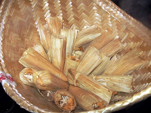 A basket of fresh tamales