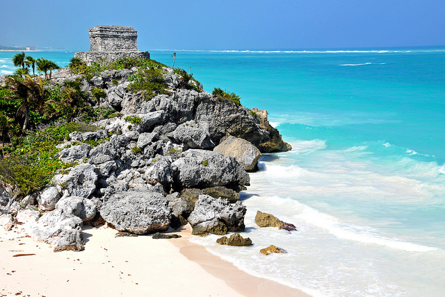 The temple of the winds on Tulum beach, Riviera Maya.