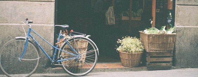 Bicycle rests in a Barcelona street.