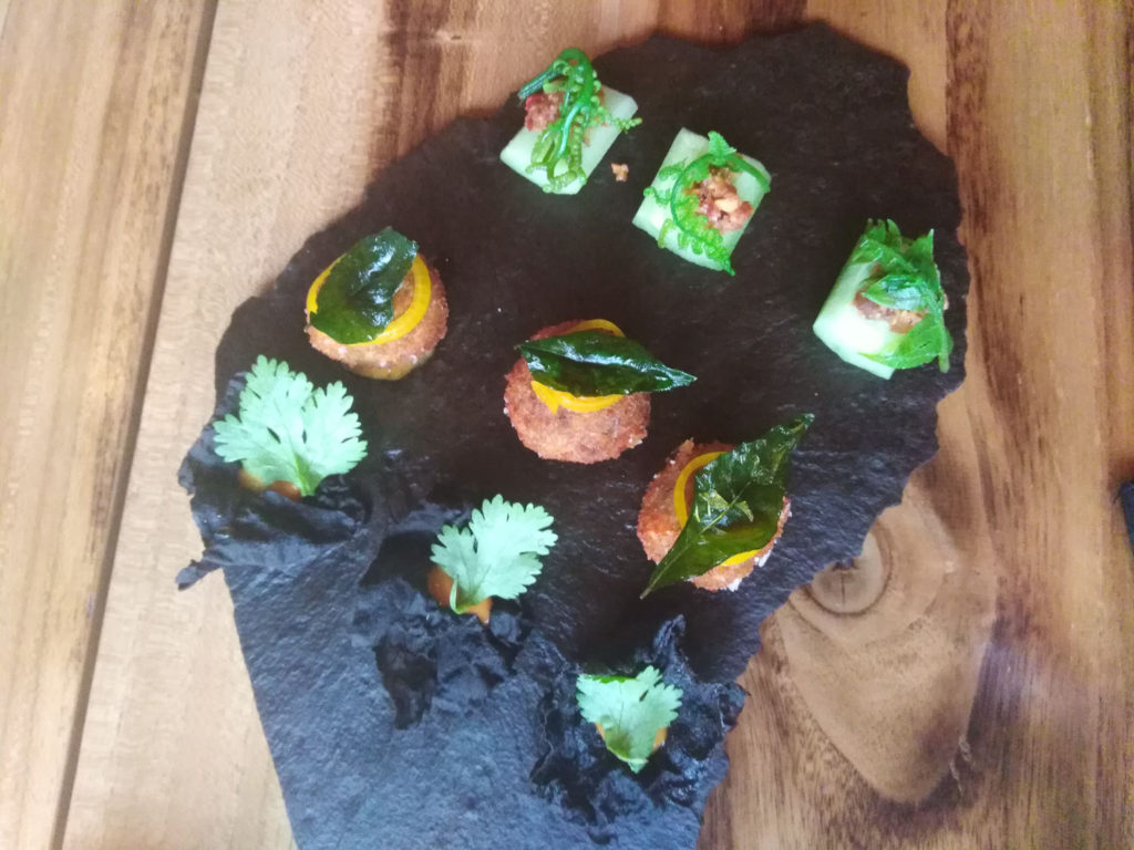 Indonesian nibbles on a slate at Sangsaka restaurant